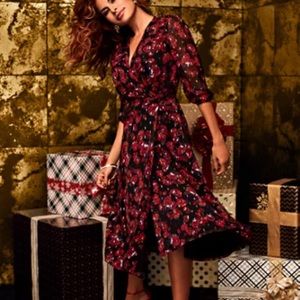 Eva Mendes Brenda Wrap Dress. Size Medium. Red and Black